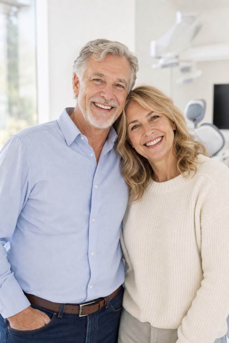 A happy couple with healthy smiles